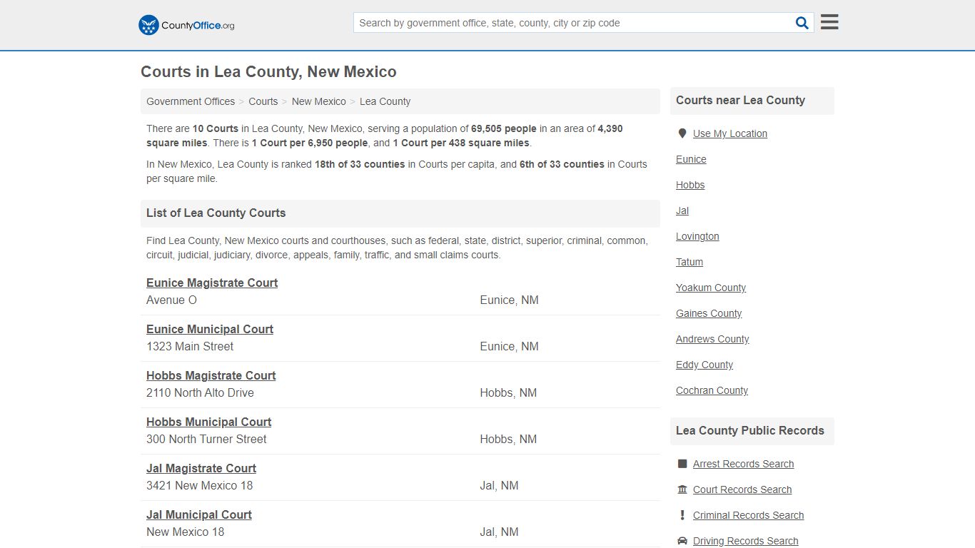 Courts - Lea County, NM (Court Records & Calendars)